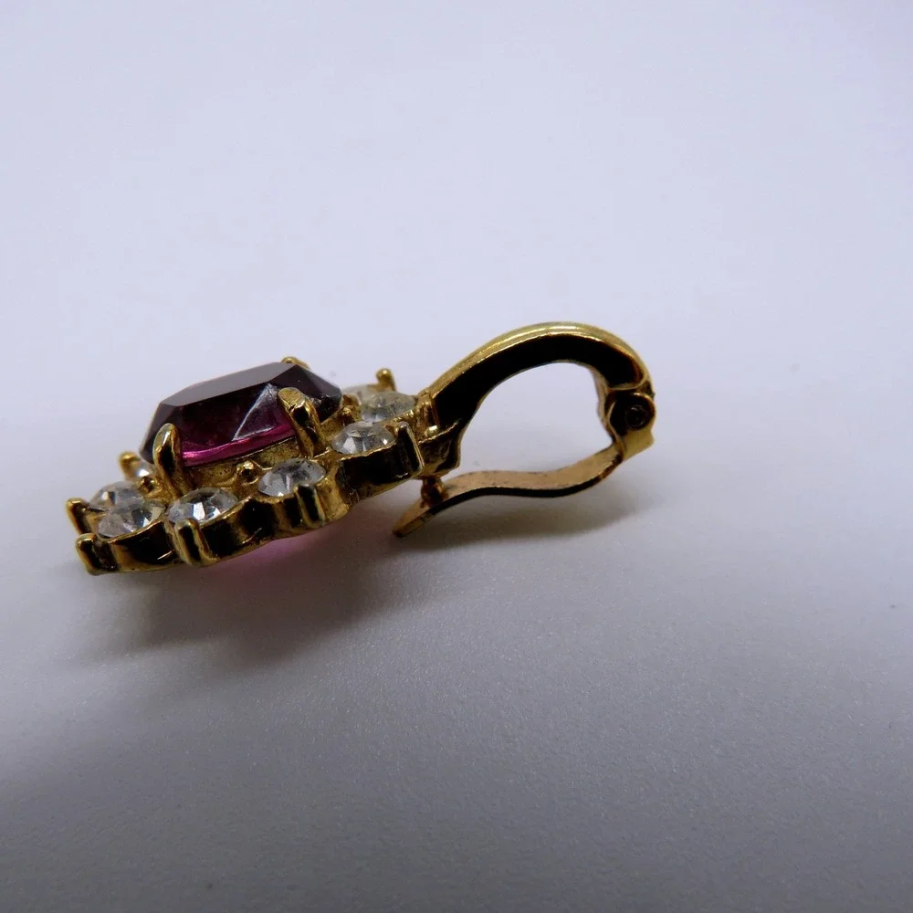 Gold Tone Purple Lucite Enhancer Pendant 1.25 Inch Floral Starburst